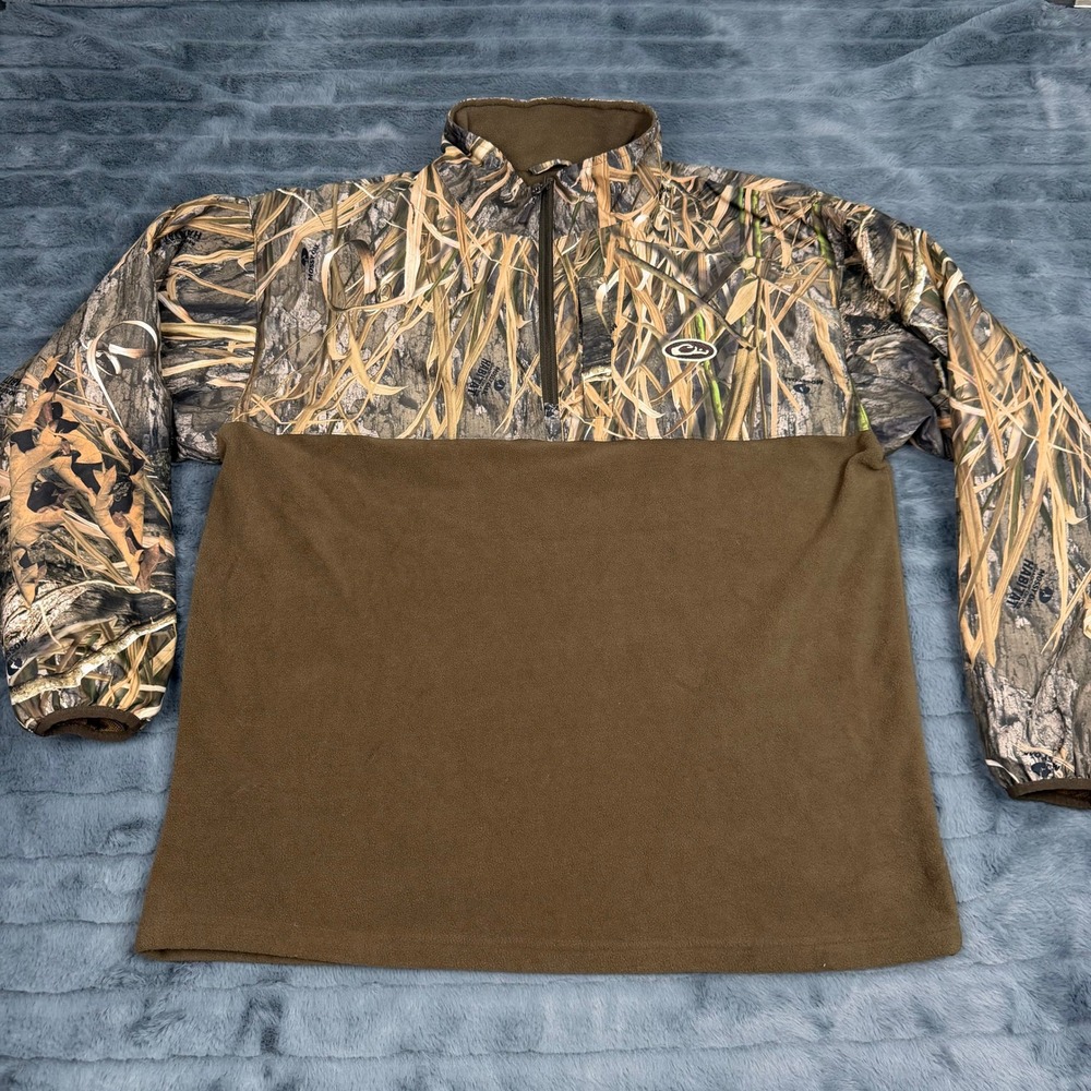 Drake Waterfowl Systems Mens Large Mossy Oak Camo Fleece Quarter Zip Pullover